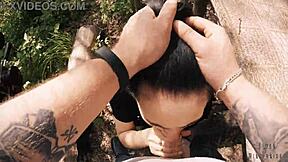 pov backstage blowjob with my friend's huge cock in the forest