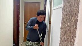 Busty stepdaughter surprises old stepdad with naughty New Year lick! 🎁