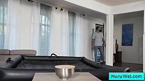 Blondie sexy teen masseuse prepares client for wet nuru massage 😏 - anna claire clouds will pounder