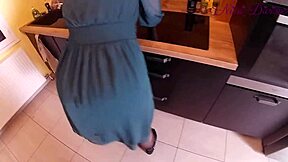 Blonde Housewife Pulls Aside Panties for Big Cock Fuck in Kitchen