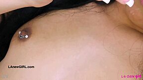 Emotional Display Of Sexy Brunette Teen's Body On Sofa