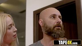 old soldier takes control over son's hot young 18+ blonde girlfriend in wild domination  