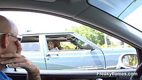 hot amateur whore gets her pussy pumped deep after joyful blowjob pick-up