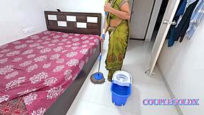 Husband secretly fucks young masseuse from behind during massage, contrasting her wet pussy with his monster cock.