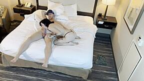 tattooed petite beauty performs oral on a large member