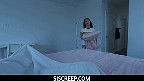 Hot brunette stepsis mira monroe gives blowjob and gets creampied in taboo sex!