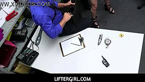 Latina thief fucks police officers at work