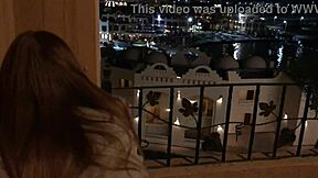 I fucked a skinny slut on the balcony