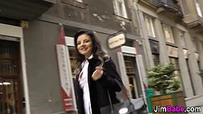 Euro teen sucks old man's cock in stockings 😍