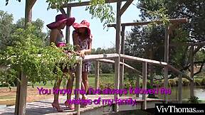 Hot LESBIANS LICK Pussy Wildly In Garden!