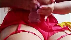 hey, watch this blonde slut with huge tits use monster tentacle