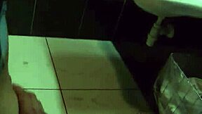 fucking glasses teen in public restroom with orgasm and blowjob!