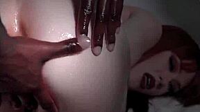 Redhead rides big black cock