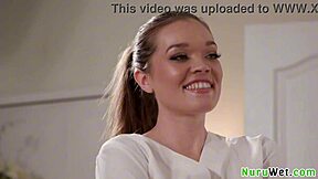 lovely blonde masseuse rubs her wet body against me