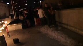 Skinny teen gets fucked on campus by stud in hardcore threesome