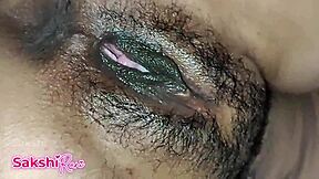 Desi stepdaughter gets closeup clit rub on hairy pussy before missionary fuck in dorm