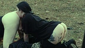 Submissive Cutie Eats Ass And Piss At Roadside Picnic Before Rough Face Fucking