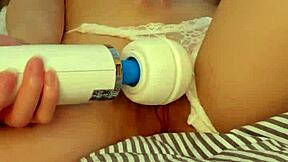 tiny asian maid cums with vibrator on pussy