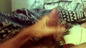 Skinny Brazilian Moreno Masturbates His Monster Cock in Bedroom.