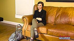 Petite Brunette Cutie Kylie Sucks Cock, Pink Pussy Fucked POV