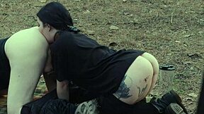 Submissive Cutie Eats Ass And Piss At Roadside Picnic Before Rough Face Fucking