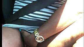 In this homemade scene, a young ebony girl with big tits does a striptease before some hardcore car sex