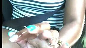 In this homemade scene, a young ebony girl with big tits does a striptease before some hardcore car sex