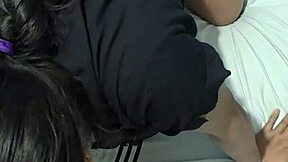 latina stepsister gives blowjob in the bedroom before anal