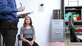 Cute Shea caught stealing, now satisfying mall cop any way possible