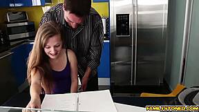 step dad fucks marissa mae's pussy on the top 😈