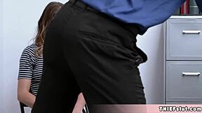 Cute Shea caught stealing, now satisfying mall cop any way possible