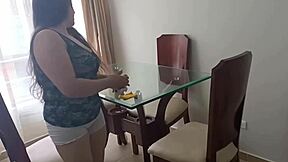 Latina sister-in-law with giant cameltoe seduces lovers at home