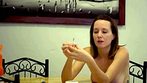 Cheeky Smoking Session With Petite Brunette.