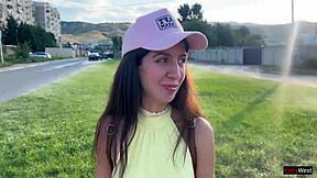 Public agent picks up cute teen, fucks her in mountains creampie