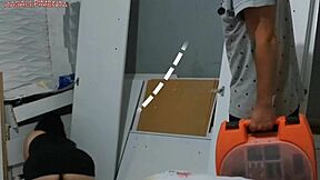 I’m seducing the repair guy, paying with my tight pussy for his hard Brazilian work!