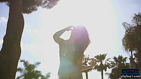 why is petite russian kate chromia stripping outdoors for all to see?