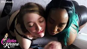 two british teen exhibitionists in uniform and lingerie sucking cock in double action. sexy young sluts in liquid lunch scene.