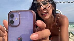 renatinha mello in a private live chat on the beach showing off