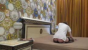 hot tight pussy skinny redhead braless and no panties on the bed gets bored and ignored in black stockings