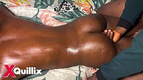 Couple enjoys a deep doggy and a passionate massage