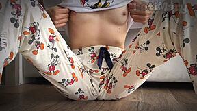 Japanese teen 18+ with small tits squirts big while masturbating