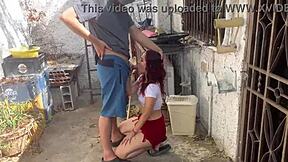 Stepmom's Irresistible Ass While Cleaning Patio