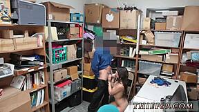 Brunette teen feels anxious during felony theft in uniform