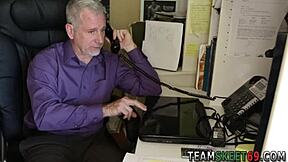 I young babysitter give blowjob to old perv with facial