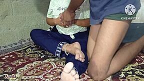 step sister and step brother sneak into bathroom for anal play.