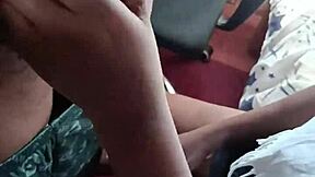 hot black girl toys with boyfriend’s hard dick while her petite 18+ ebony frame teases