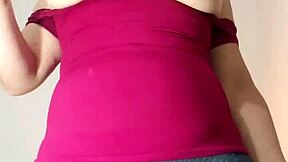 a latina milf in leggings shows her cameltoe to her stepson