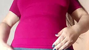 a latina milf in leggings shows her cameltoe to her stepson