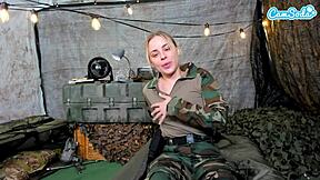 Naughty Teen Soldier Almost Caught Masturbating!