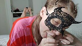 Girl Bets Blowjob and Sucks Neighbor’s Huge Cock for Oral Creampie